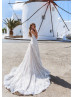 Glitter Ivory Tulle V Neck Maxi Wedding Dress